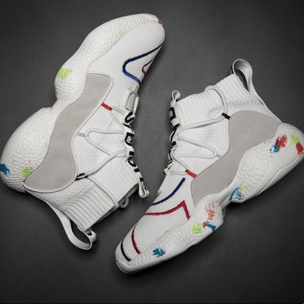 white athletic high tops